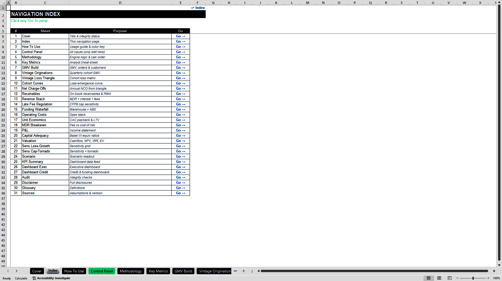 Buy Now Pay Later Platform Financial Model (Excel template (XLSX)) Preview Image