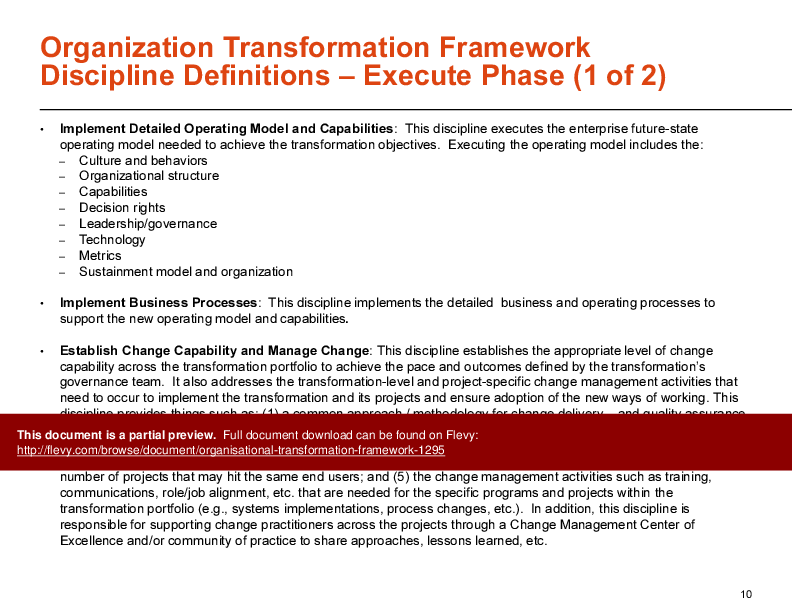 This is a partial preview of Organisational Transformation Framework (12-slide PowerPoint presentation (PPTX)). Full document is 12 slides. 