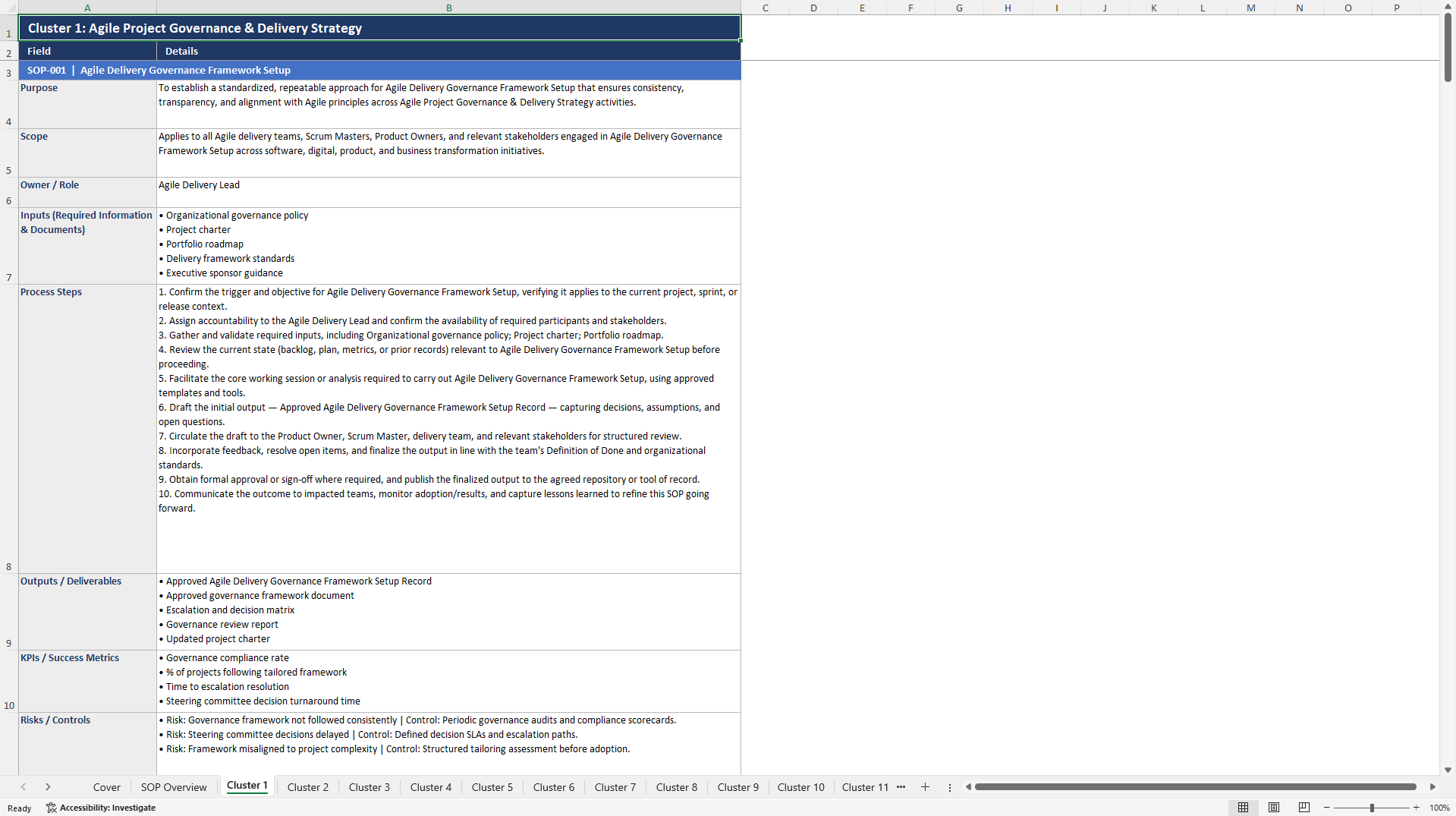 100+ Agile Project Management SOPs (Excel template (XLSX)) Preview Image