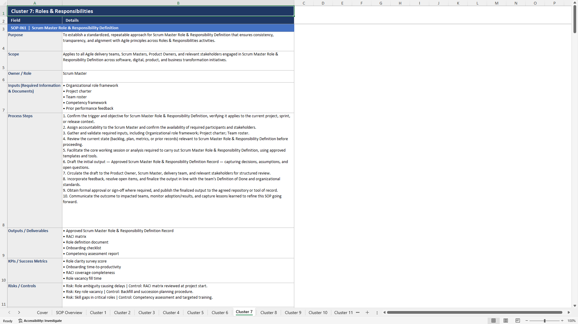 100+ Agile Project Management SOPs (Excel template (XLSX)) Preview Image