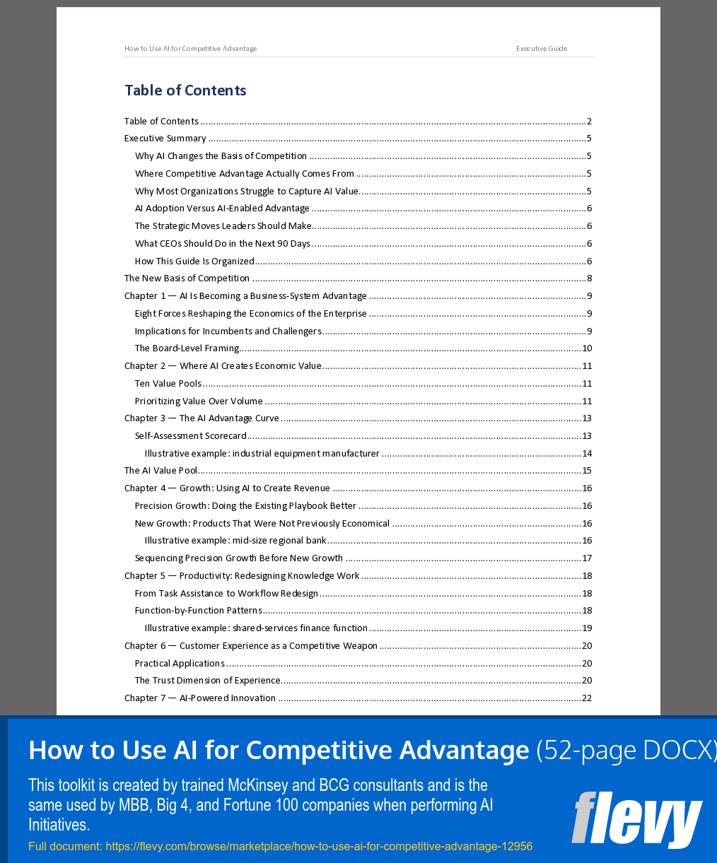 How to Use AI for Competitive Advantage (52-page Word document) Preview Image