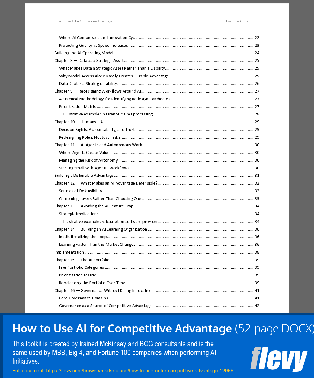 How to Use AI for Competitive Advantage (52-page Word document) Preview Image