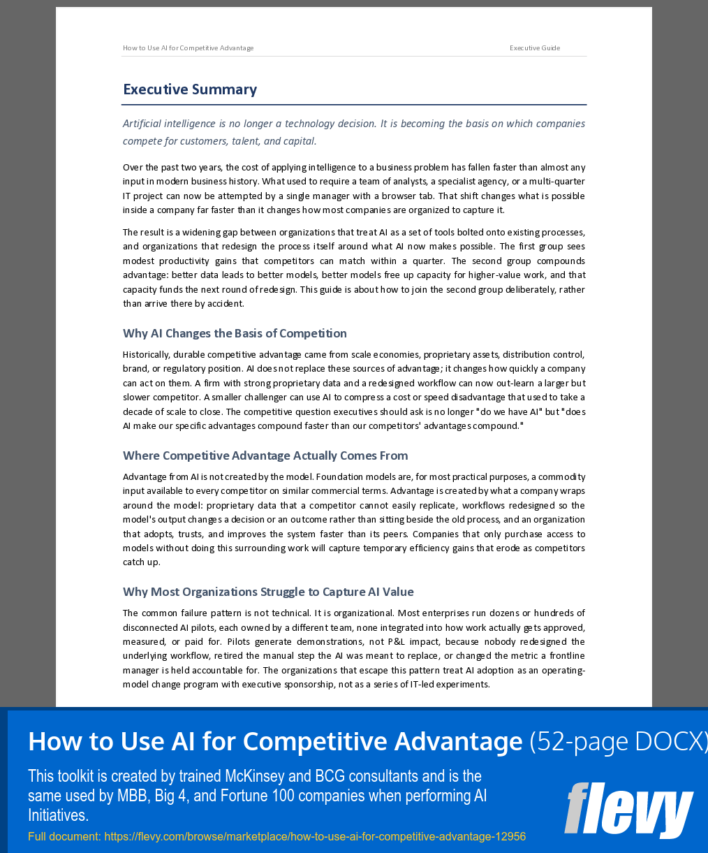 How to Use AI for Competitive Advantage (52-page Word document) Preview Image
