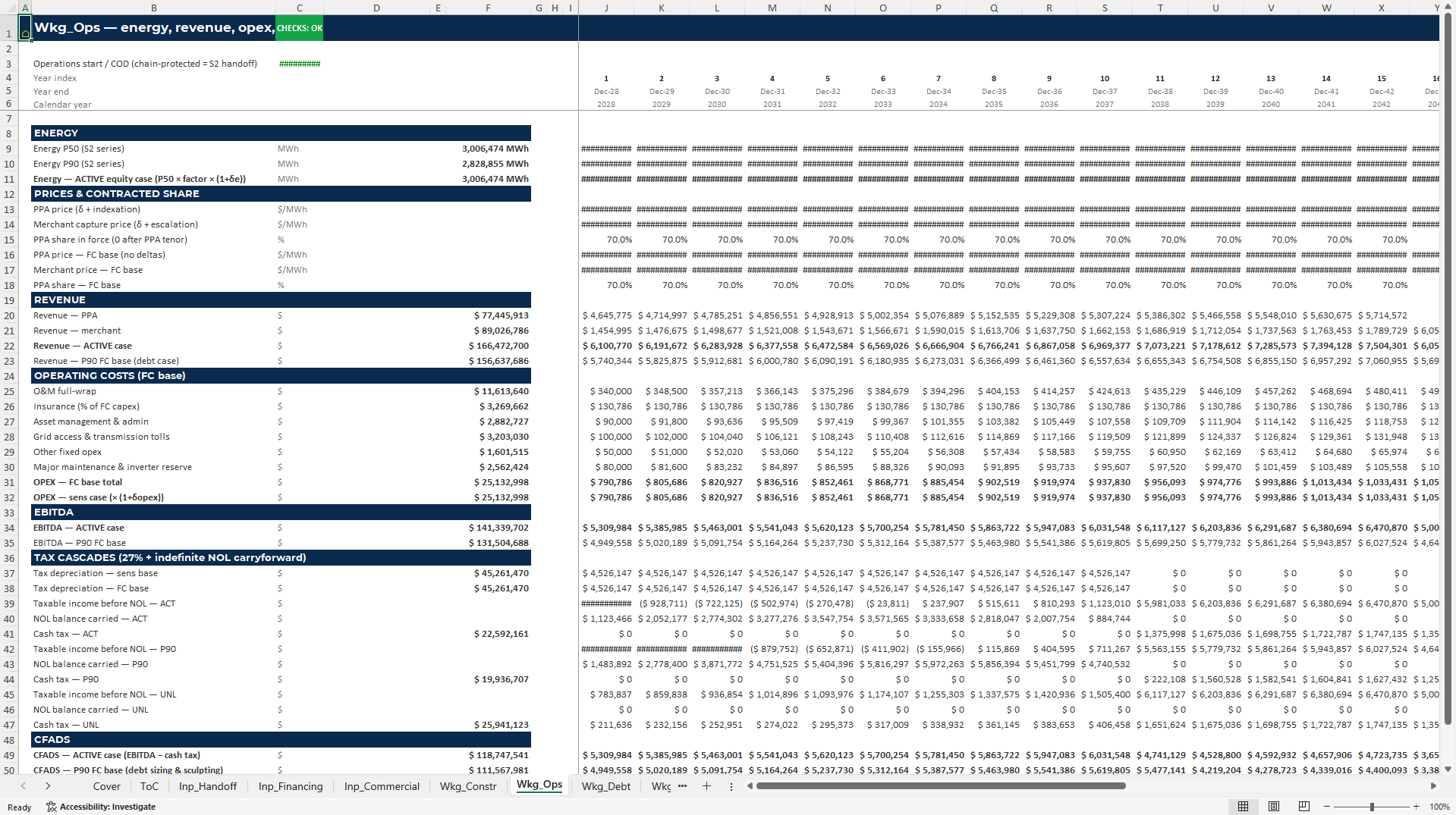 Solar Project Finance Model: P50/P90, PPA & Sculpted Debt (Excel template (XLSX)) Preview Image