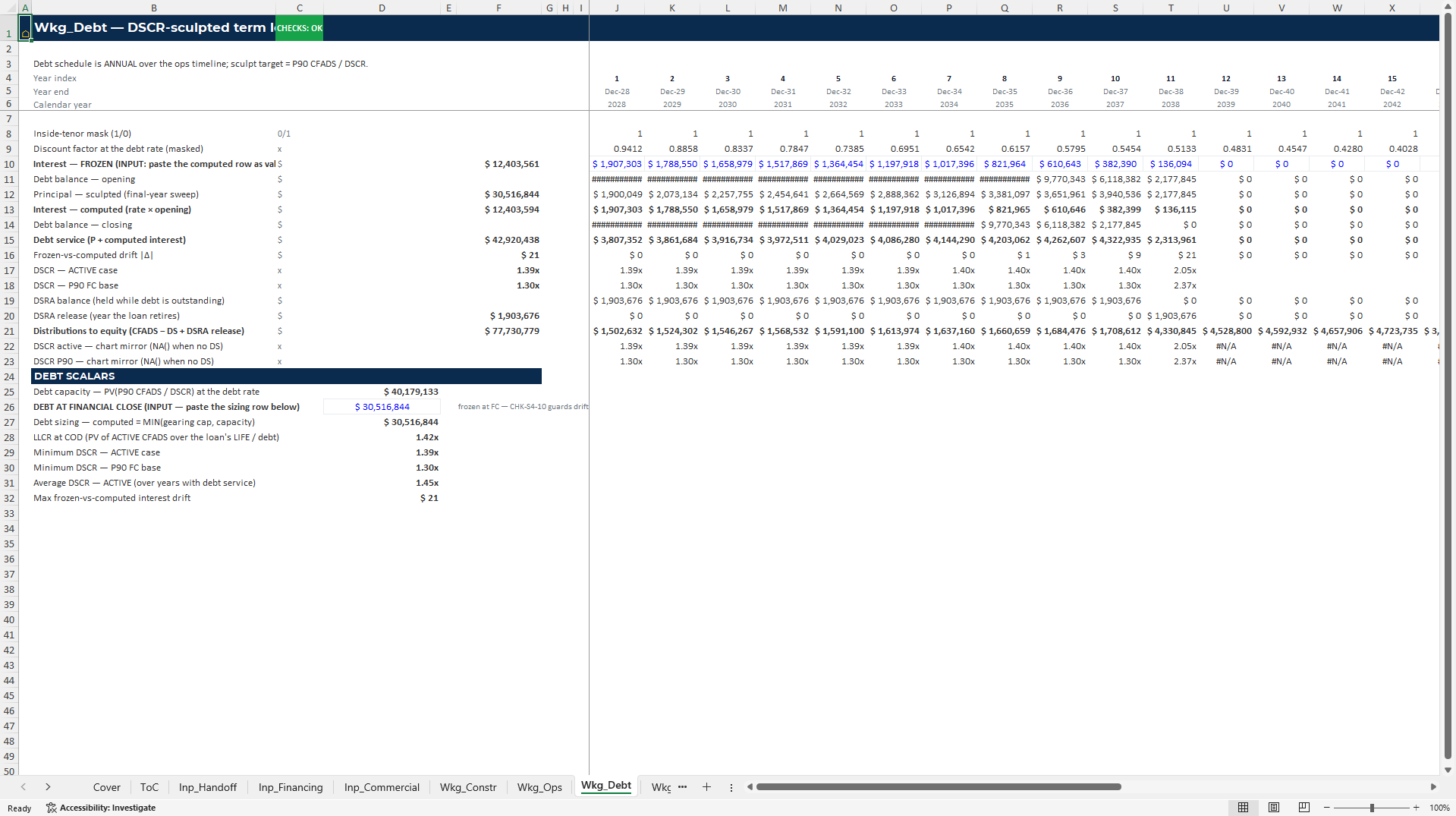 Solar Project Finance Model: P50/P90, PPA & Sculpted Debt (Excel template (XLSX)) Preview Image