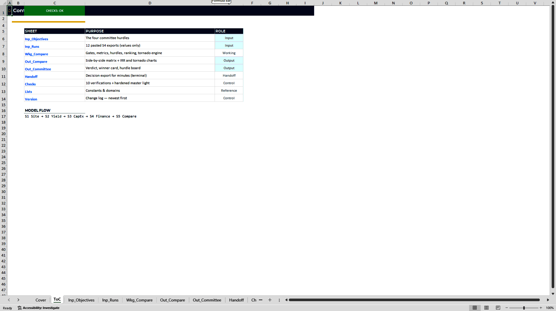 Solar Investment Committee Comparison Dashboard: 12 Runs (Excel template (XLSX)) Preview Image