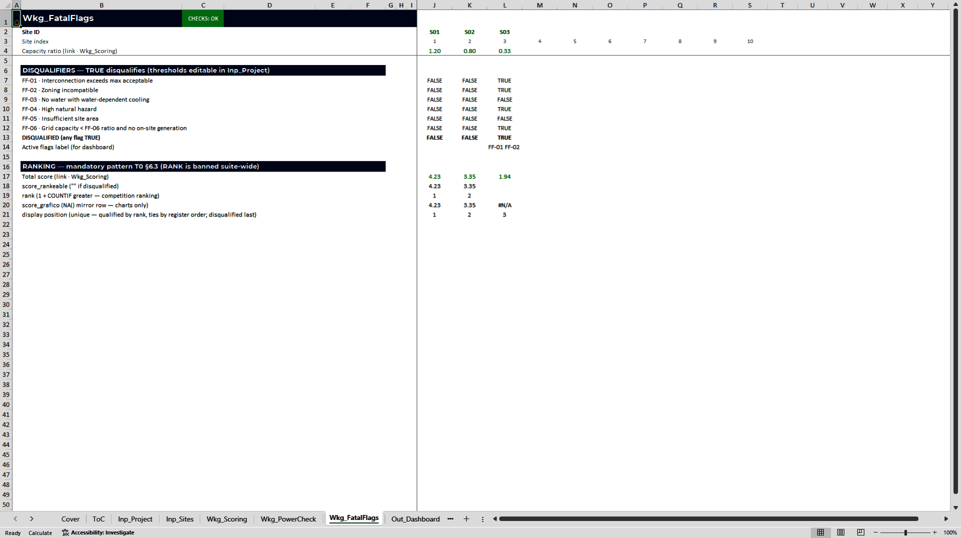 Data Center Site Selection & 10-Year Power Model (Excel template (XLSX)) Preview Image