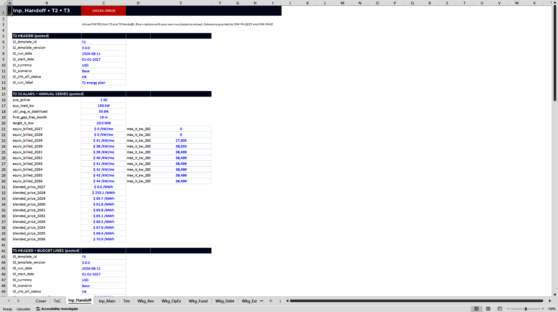 Data Center Project Finance Model: Sponsor, Equity & Lender (Excel template (XLSX)) Preview Image