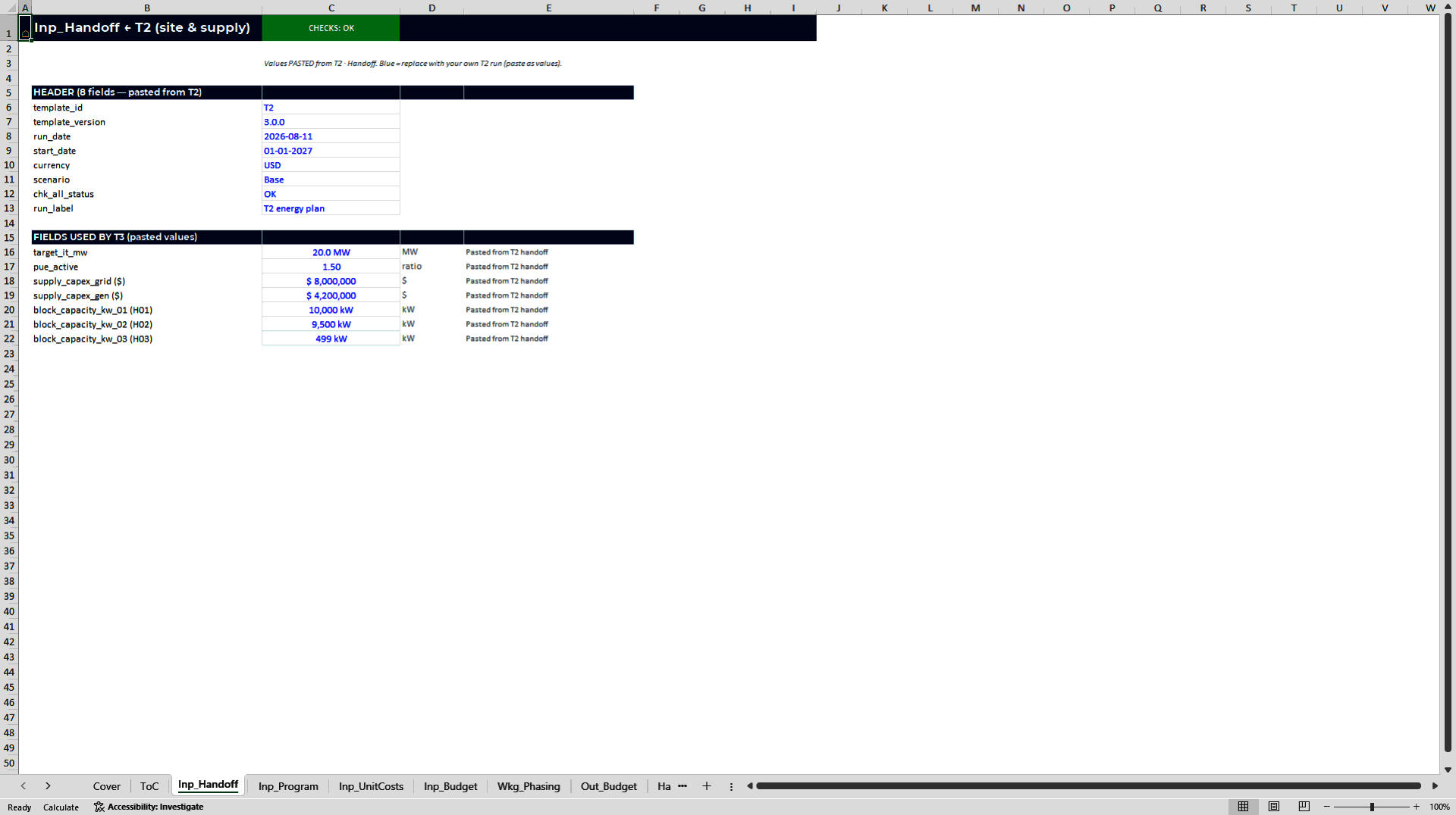 Data Center CapEx, Underwriting & Investment Committee Pack (Excel template (XLSX)) Preview Image