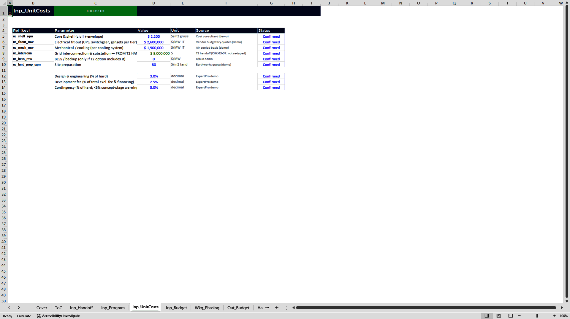 Data Center CapEx, Underwriting & Investment Committee Pack (Excel template (XLSX)) Preview Image