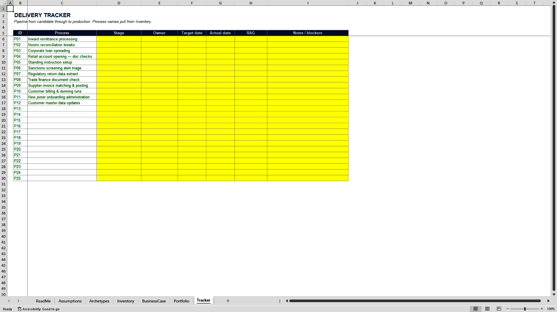 Intelligent Automation Business Case and Portfolio Model (Excel template (XLSX)) Preview Image