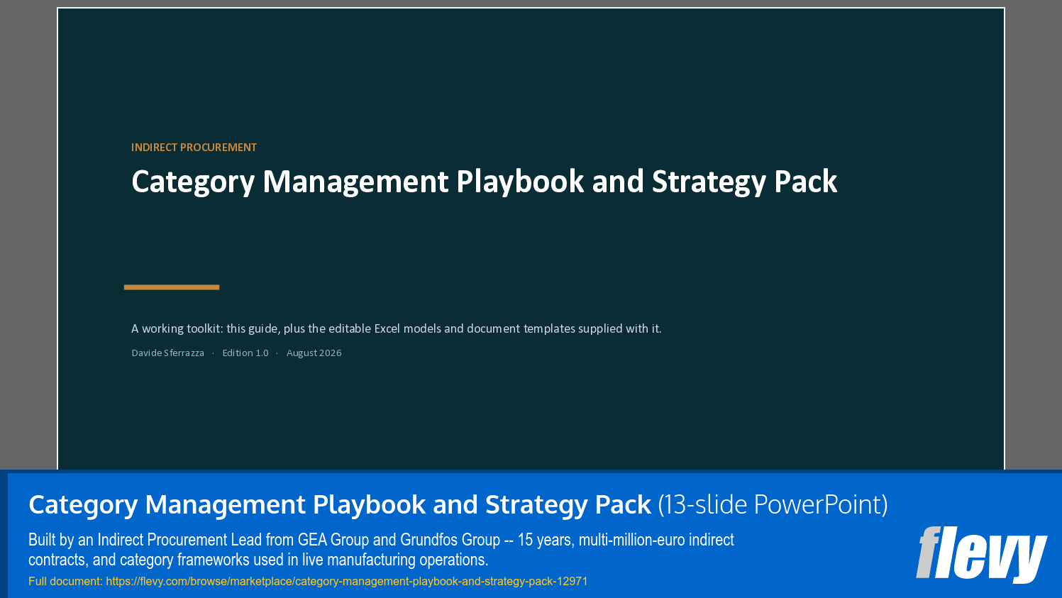 Category Management Playbook and Strategy Pack (13-slide PPT PowerPoint presentation template (PPTX)) Preview Image