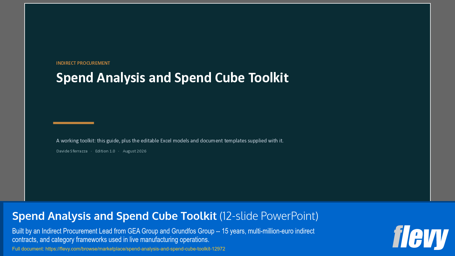 Spend Analysis and Spend Cube Toolkit (12-slide PPT PowerPoint presentation template (PPTX)) Preview Image