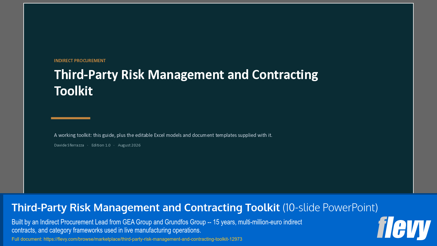 Third-Party Risk Management and Contracting Toolkit (10-slide PPT PowerPoint presentation template (PPTX)) Preview Image