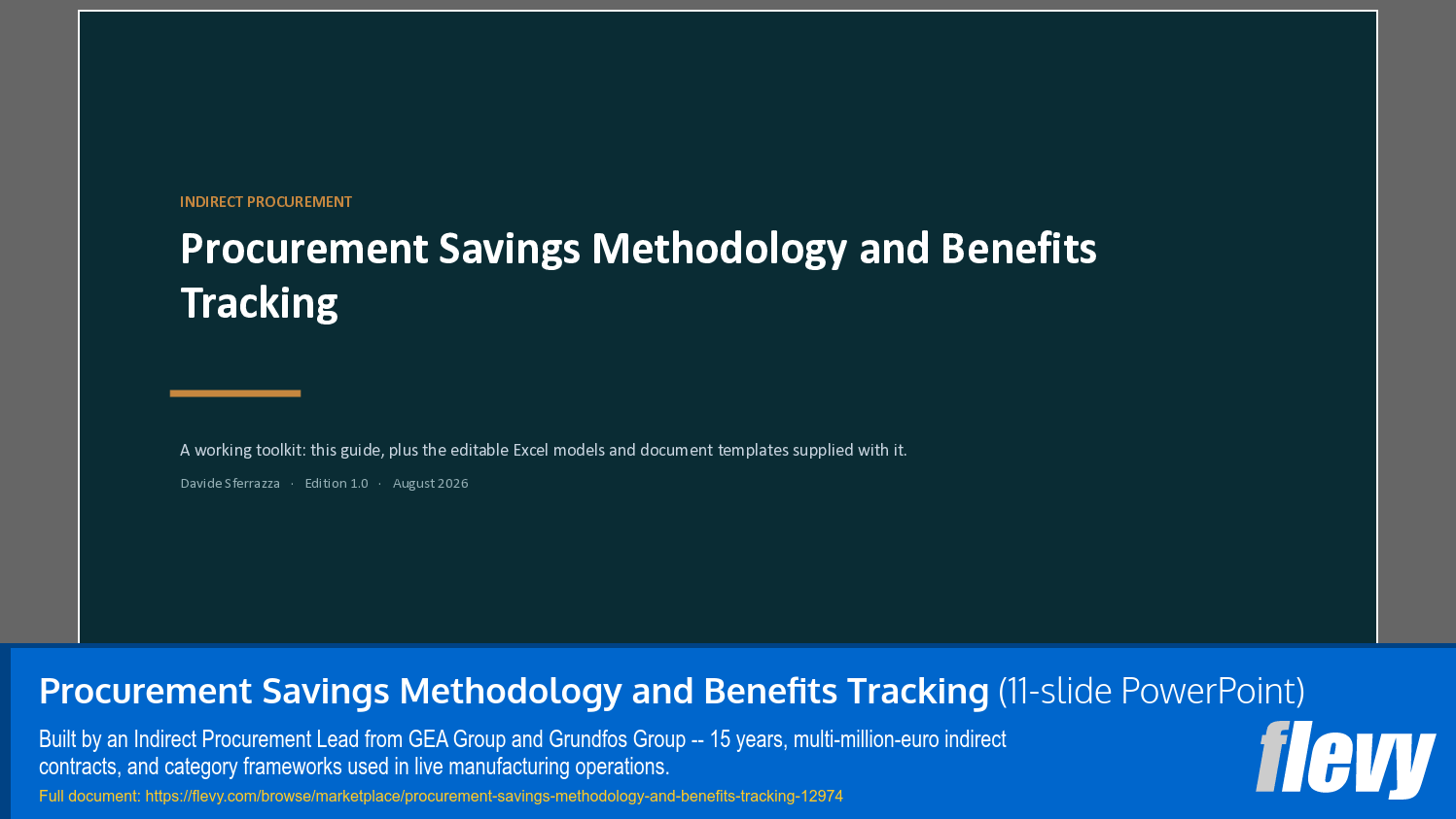 Procurement Savings Methodology and Benefits Tracking (11-slide PPT PowerPoint presentation template (PPTX)) Preview Image
