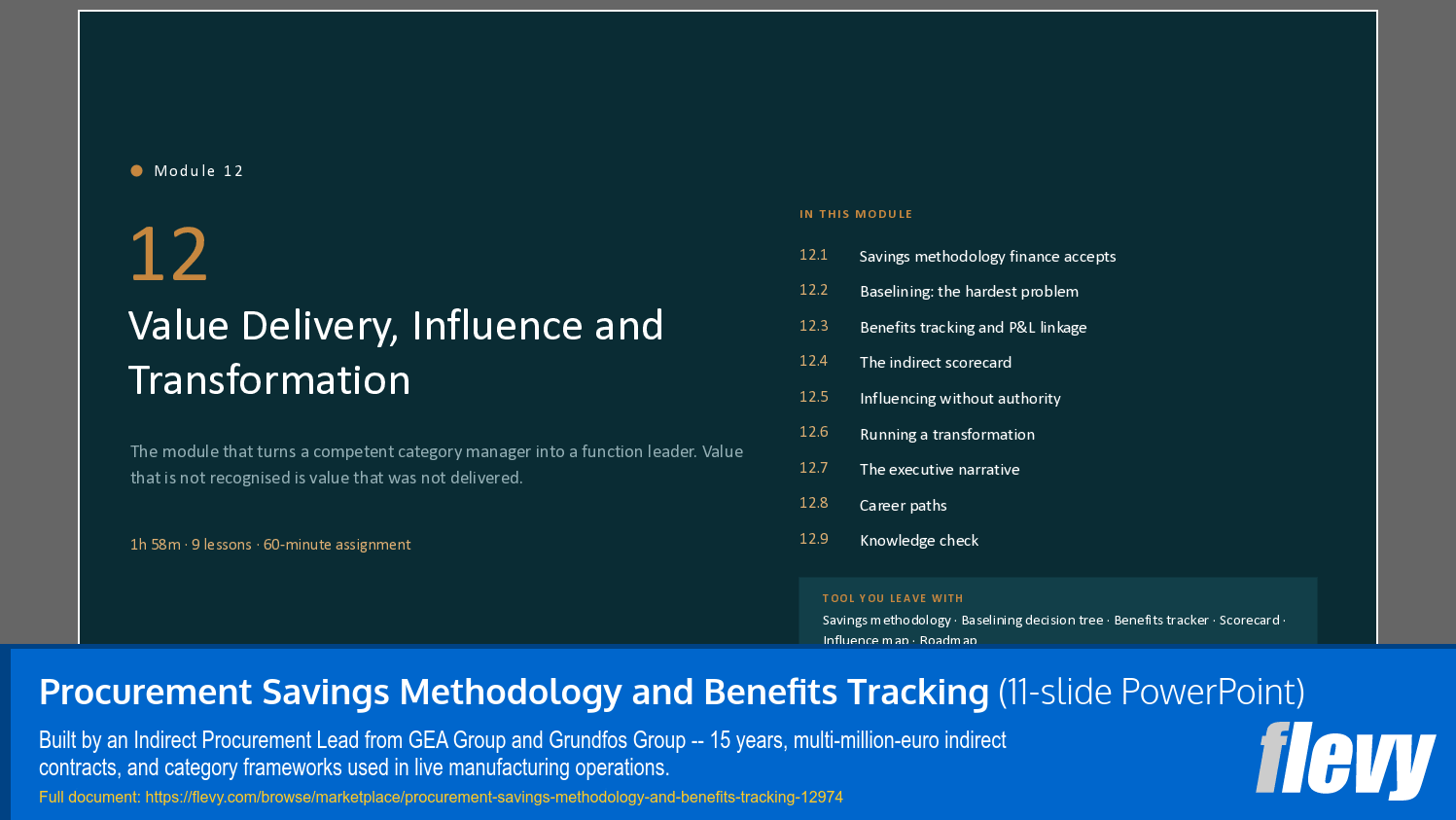 Procurement Savings Methodology and Benefits Tracking (11-slide PPT PowerPoint presentation template (PPTX)) Preview Image