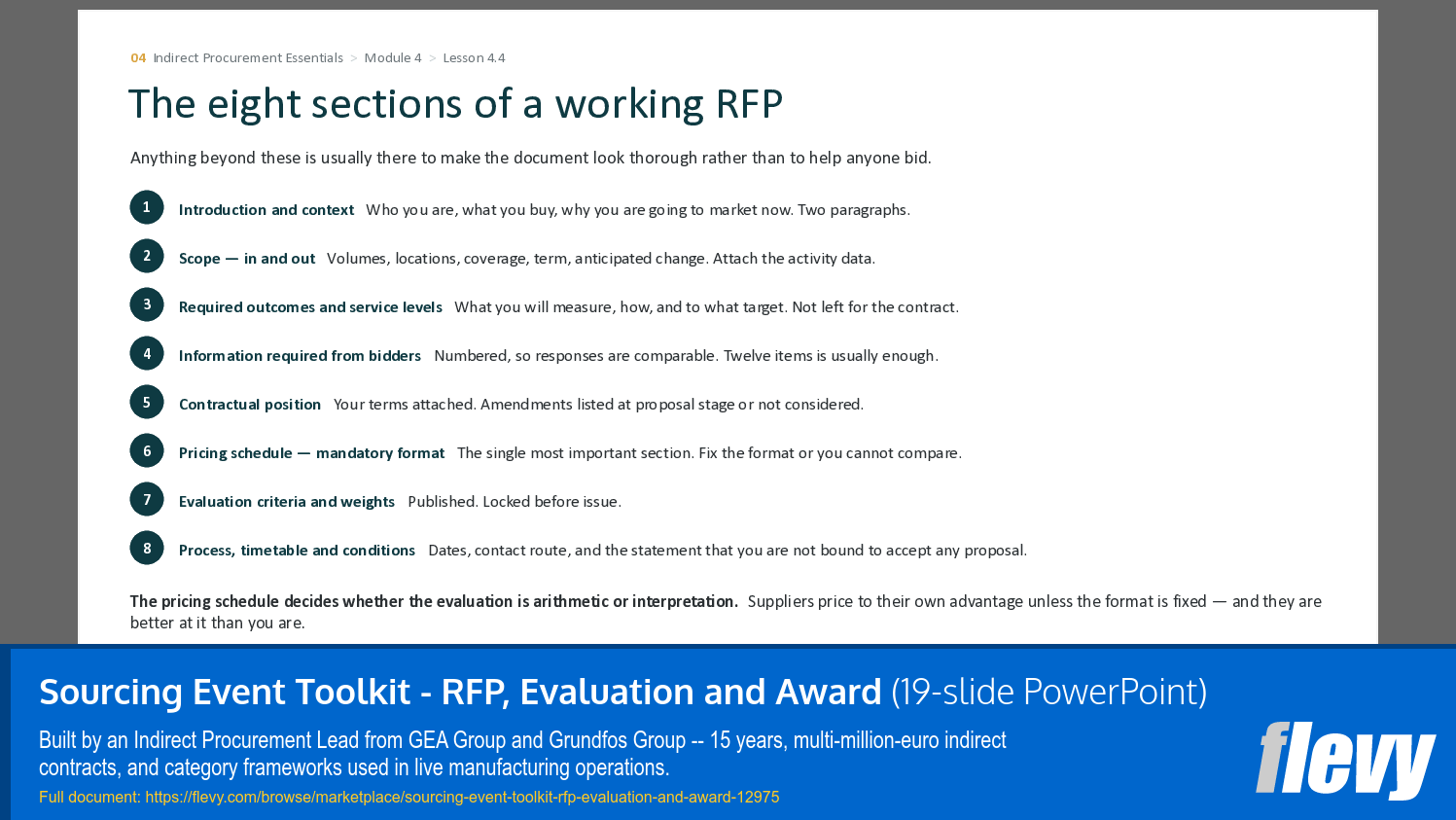 Sourcing Event Toolkit - RFP, Evaluation and Award (19-slide PPT PowerPoint presentation template (PPTX)) Preview Image
