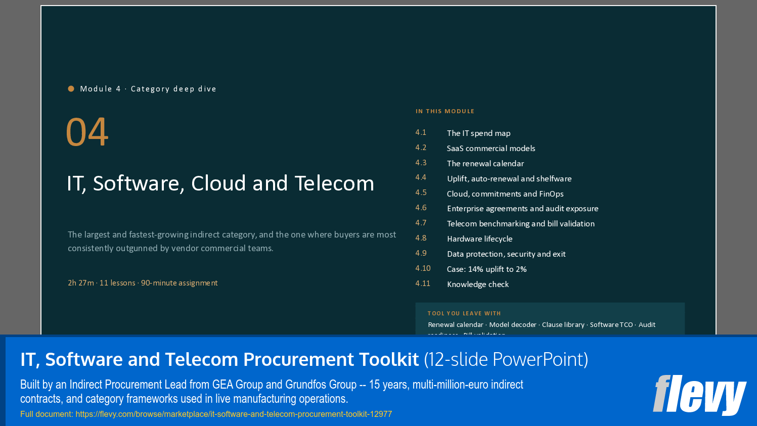IT, Software and Telecom Procurement Toolkit (12-slide PPT PowerPoint presentation template (PPTX)) Preview Image