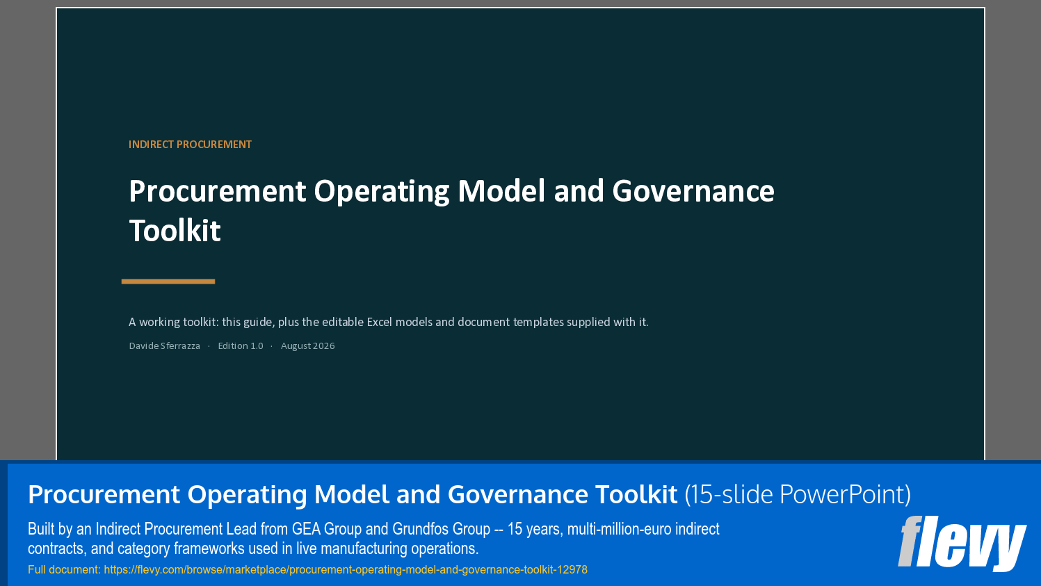 Procurement Operating Model and Governance Toolkit (15-slide PPT PowerPoint presentation template (PPTX)) Preview Image