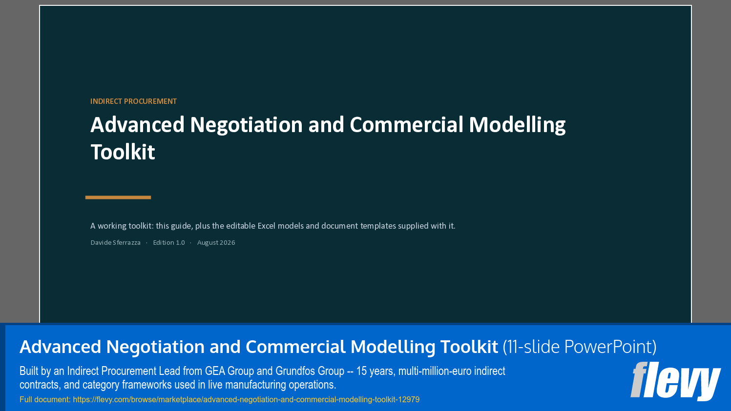 Advanced Negotiation and Commercial Modelling Toolkit (11-slide PPT PowerPoint presentation template (PPTX)) Preview Image