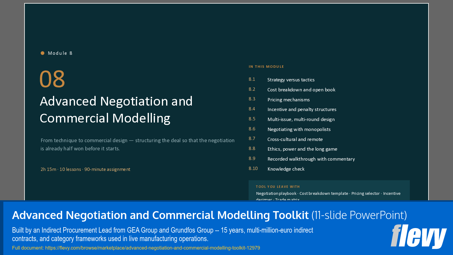 Advanced Negotiation and Commercial Modelling Toolkit (11-slide PPT PowerPoint presentation template (PPTX)) Preview Image