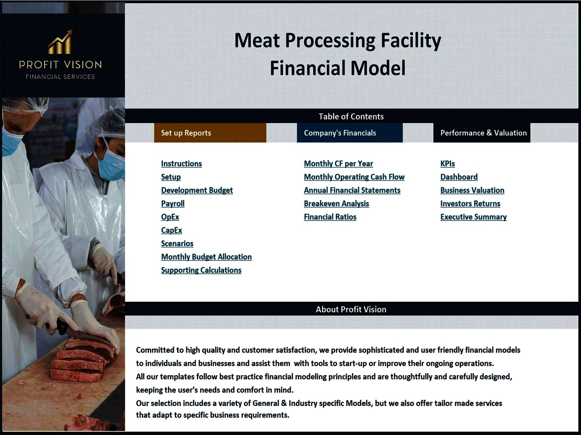 Meat Processing Facility – 10 Year Financial Model (Excel template (XLSX)) Preview Image