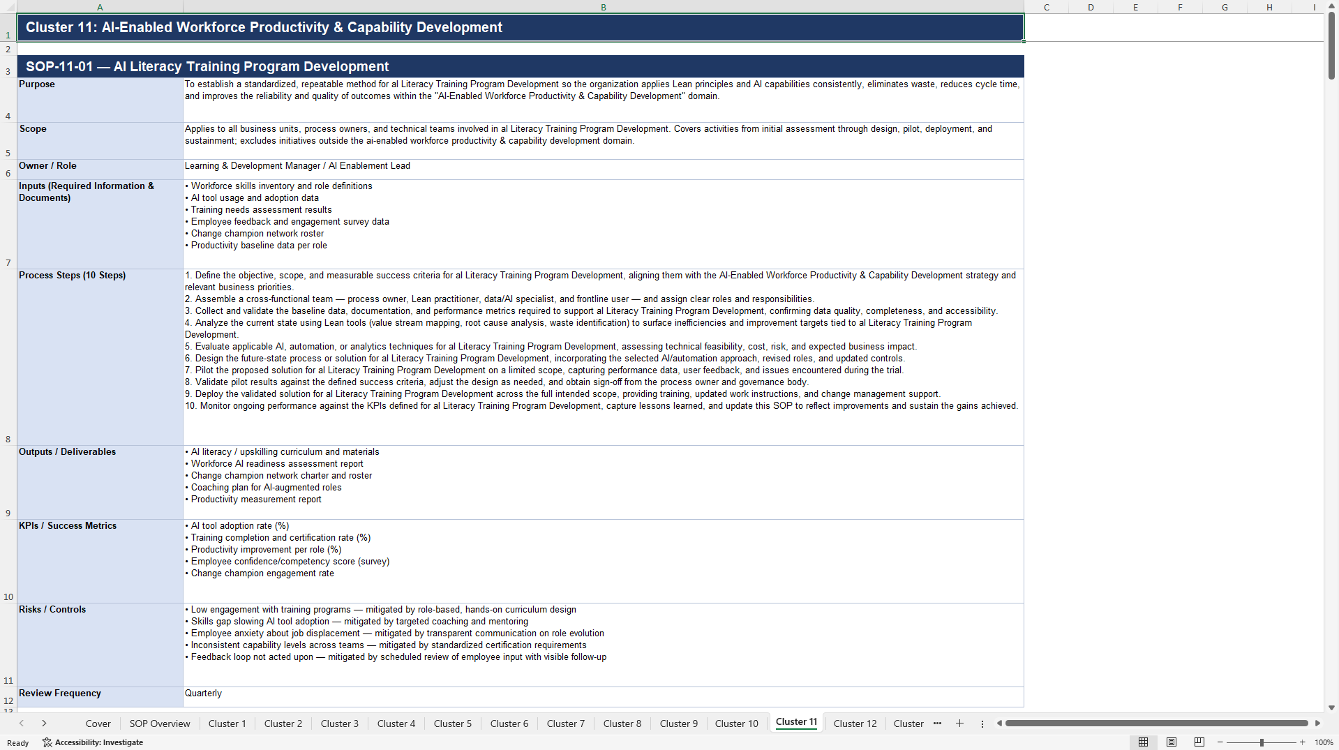 100+ Lean AI SOPs (Excel template (XLSX)) Preview Image