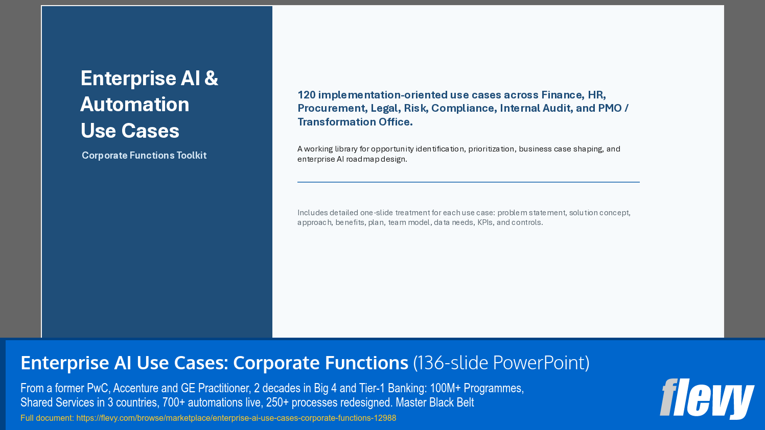 Enterprise AI Use Cases: Corporate Functions (136-slide PPT PowerPoint presentation template (PPTX)) Preview Image