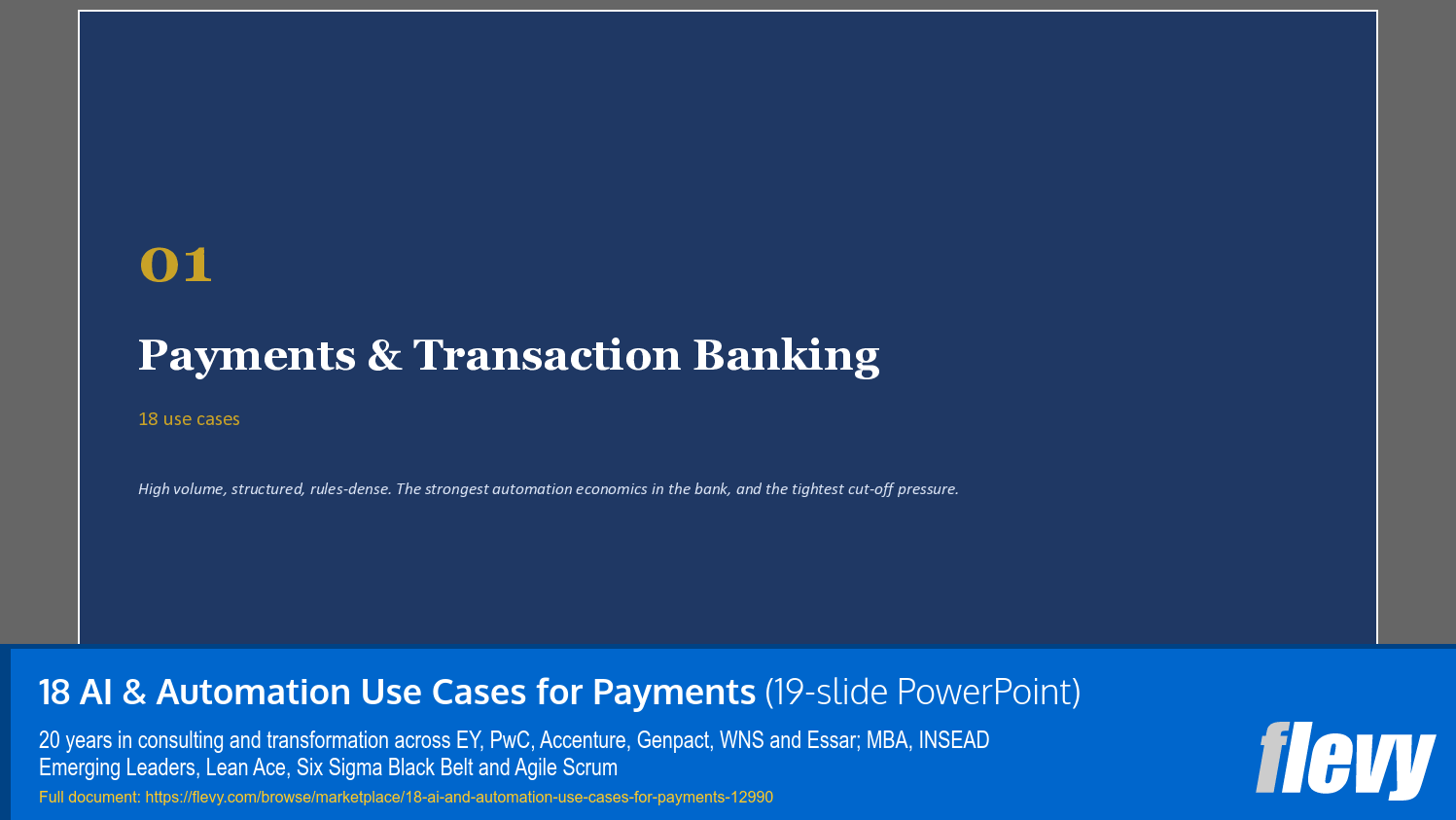 18 AI & Automation Use Cases for Payments (19-slide PPT PowerPoint presentation template (PPTX)) Preview Image
