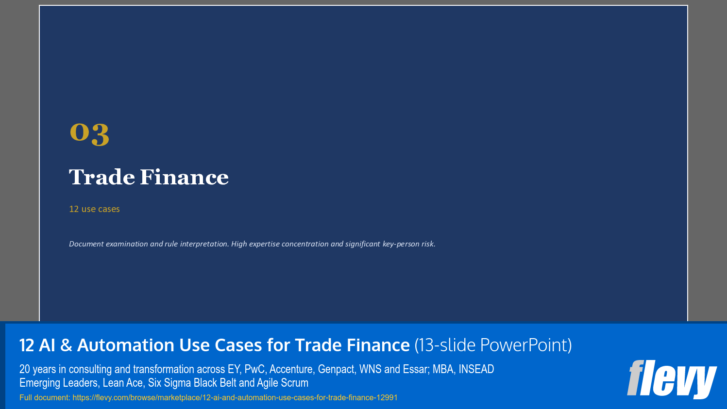 12 AI & Automation Use Cases for Trade Finance (13-slide PPT PowerPoint presentation template (PPTX)) Preview Image