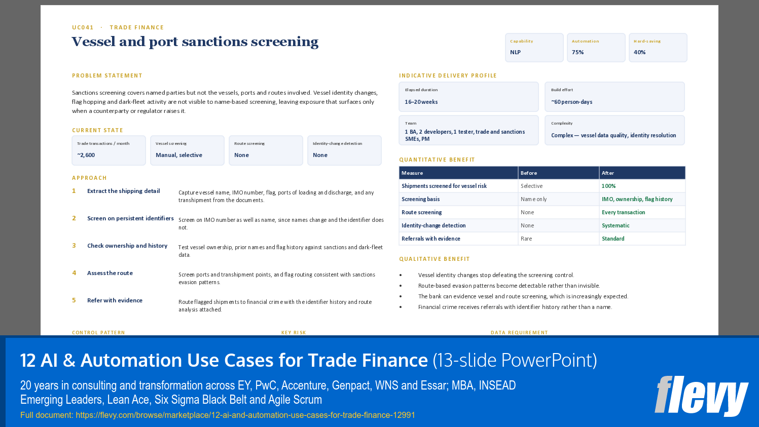 12 AI & Automation Use Cases for Trade Finance (13-slide PPT PowerPoint presentation template (PPTX)) Preview Image