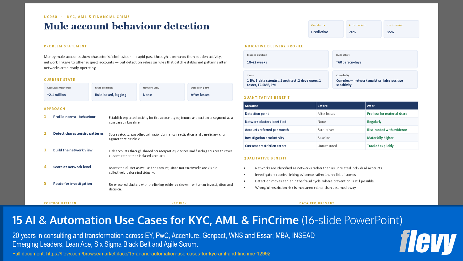 15 AI & Automation Use Cases for KYC, AML & FinCrime (16-slide PPT PowerPoint presentation template (PPTX)) Preview Image