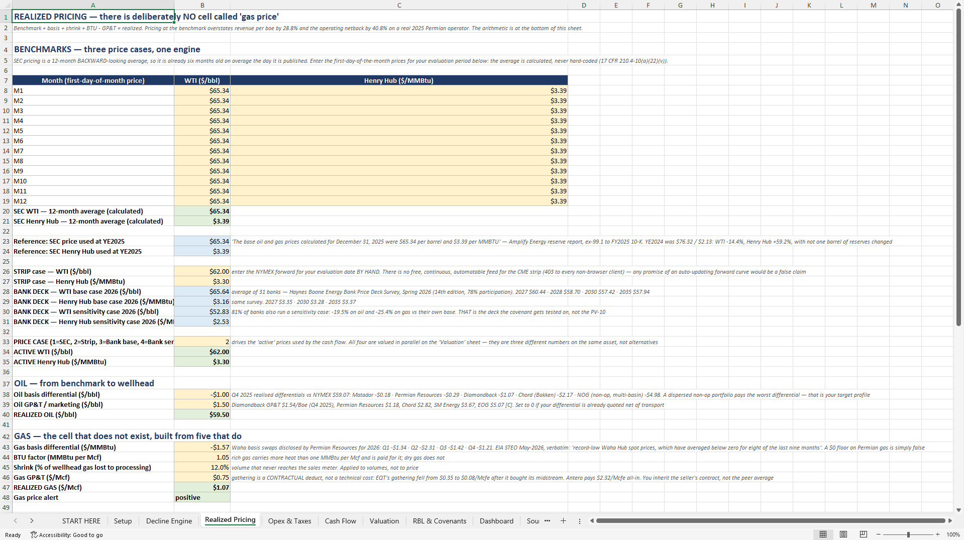 PDP Oil & Gas Acquisition & RBL Underwriting Model (Excel template (XLSX)) Preview Image