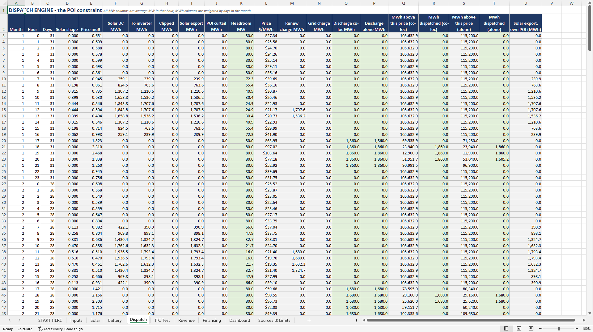 Co-Located Solar + BESS: Shared-POI Underwriting (Excel template (XLSX)) Preview Image