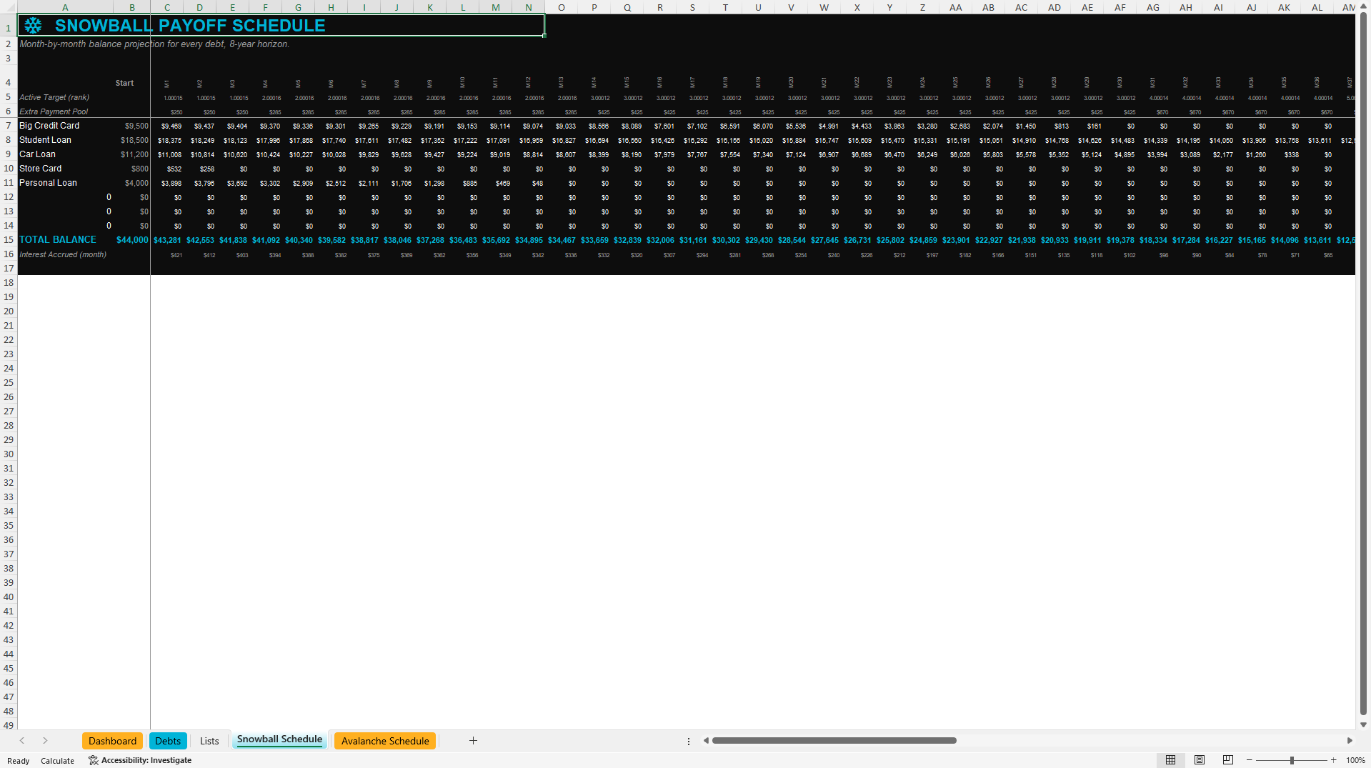 Debt Payoff Dashboard (Excel template (XLSX)) Preview Image