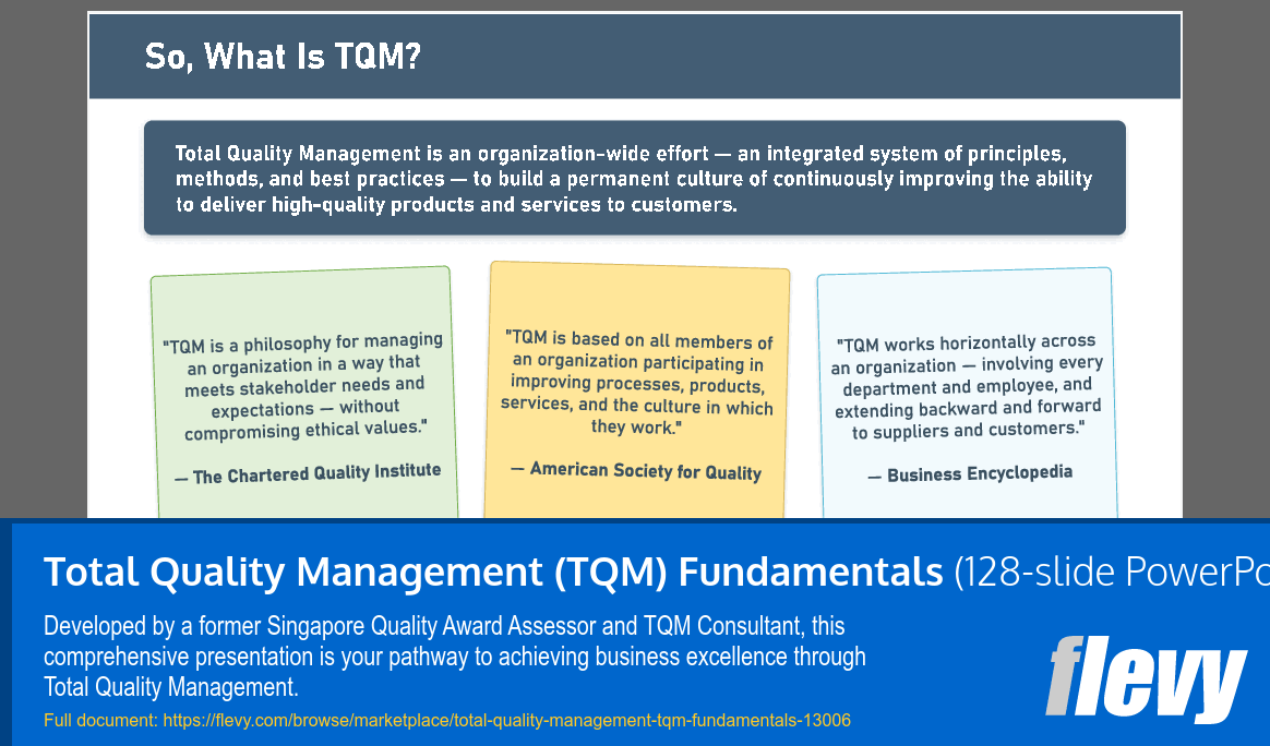 Total Quality Management (TQM) Fundamentals (128-slide PPT PowerPoint presentation template (PPTX)) Preview Image