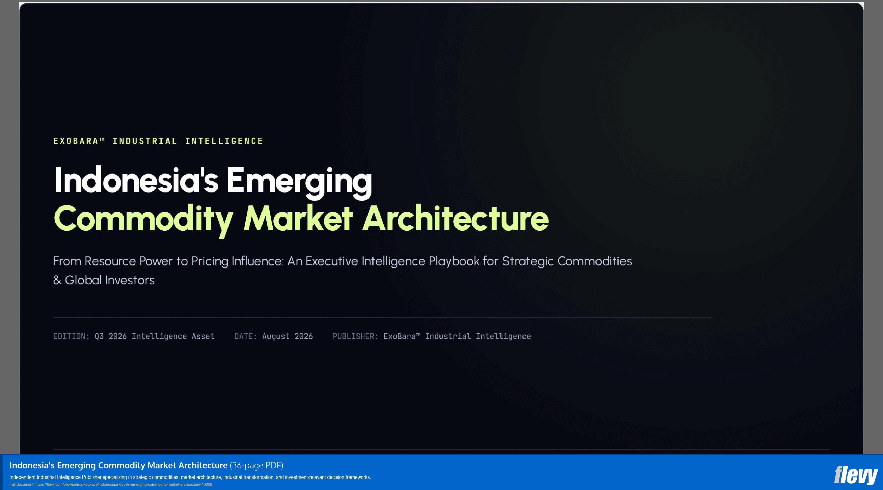 Indonesia's Emerging Commodity Market Architecture (36-page PDF document) Preview Image