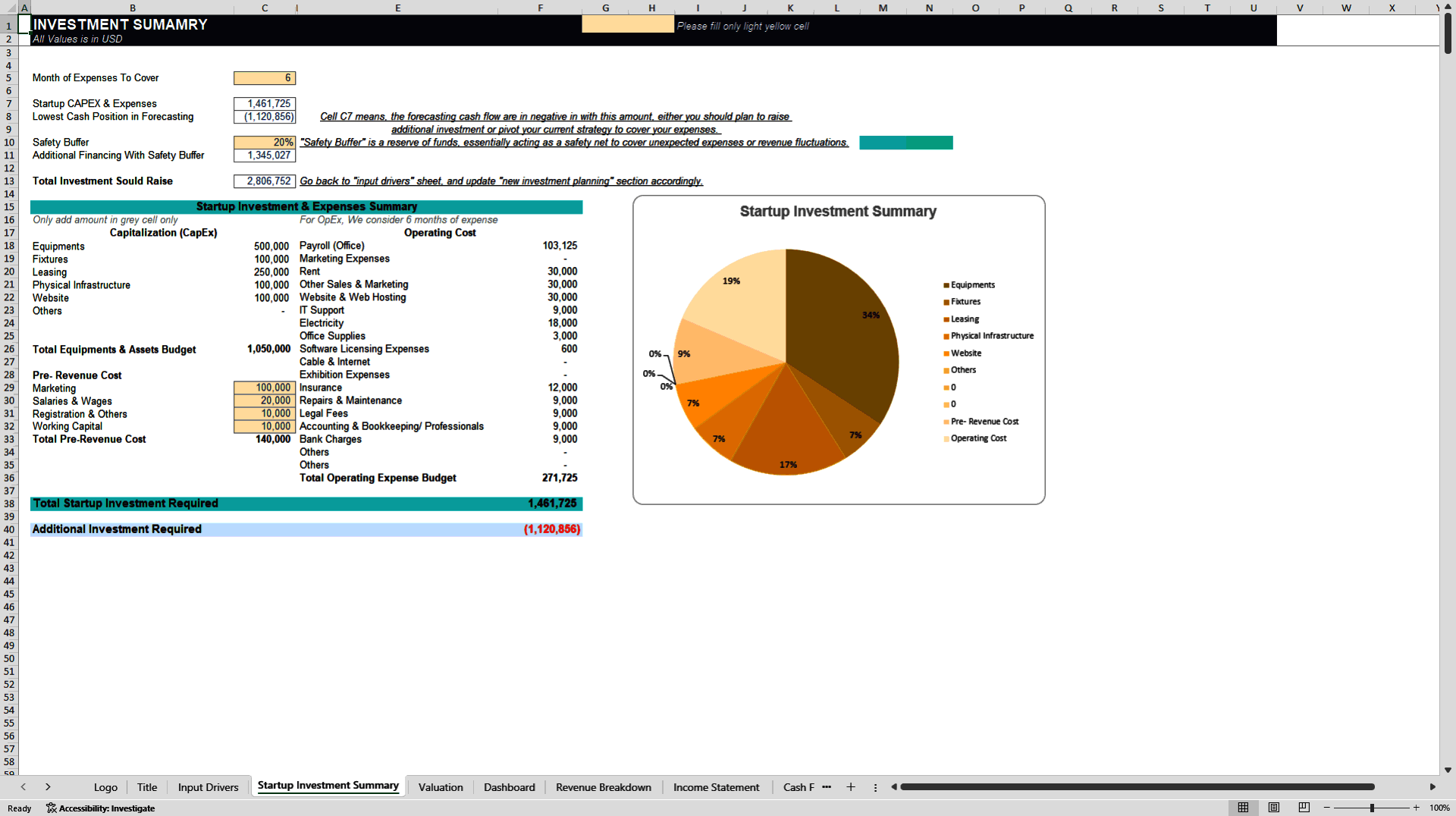 Tennis Club Financial Projection Model (Excel template (XLSX)) Preview Image