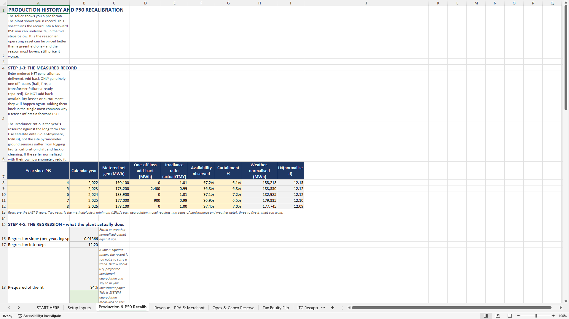 Operating Solar Asset Acquisition & Tax Equity Flip Model (Excel template (XLSX)) Preview Image