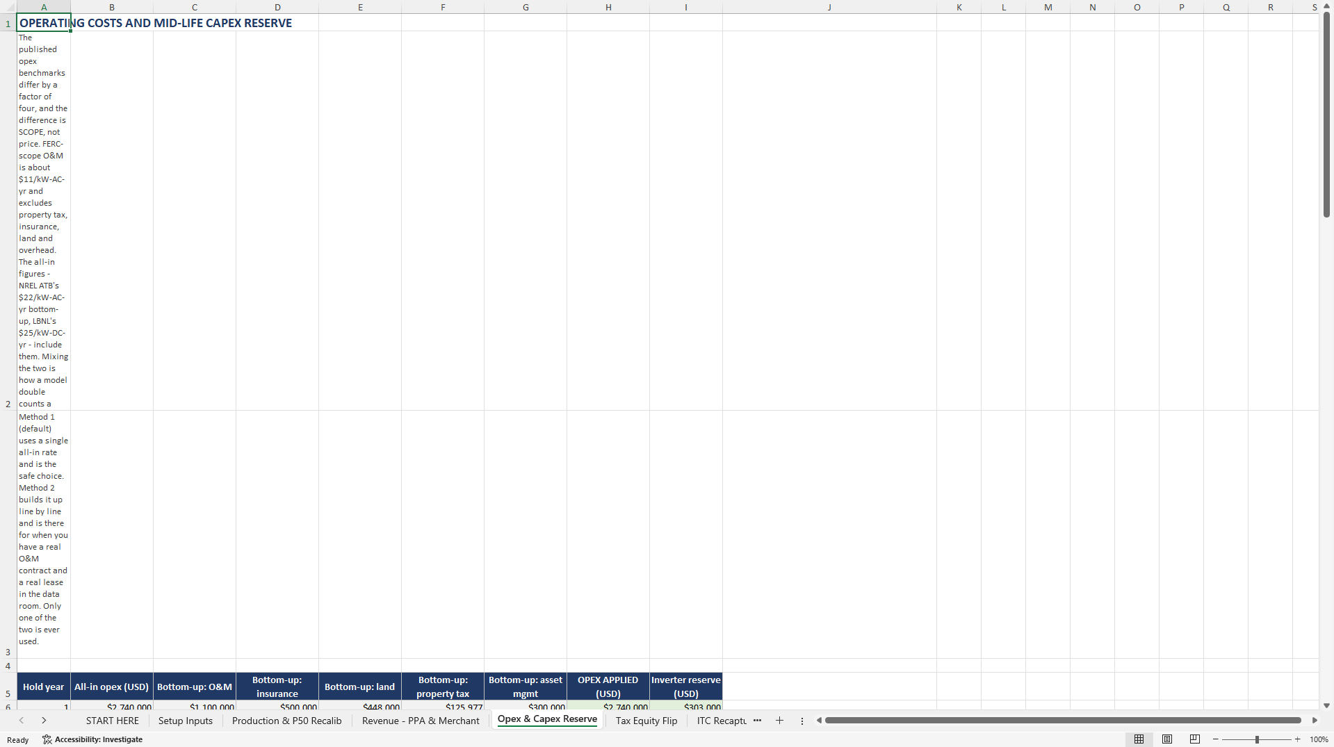 Operating Solar Asset Acquisition & Tax Equity Flip Model (Excel template (XLSX)) Preview Image