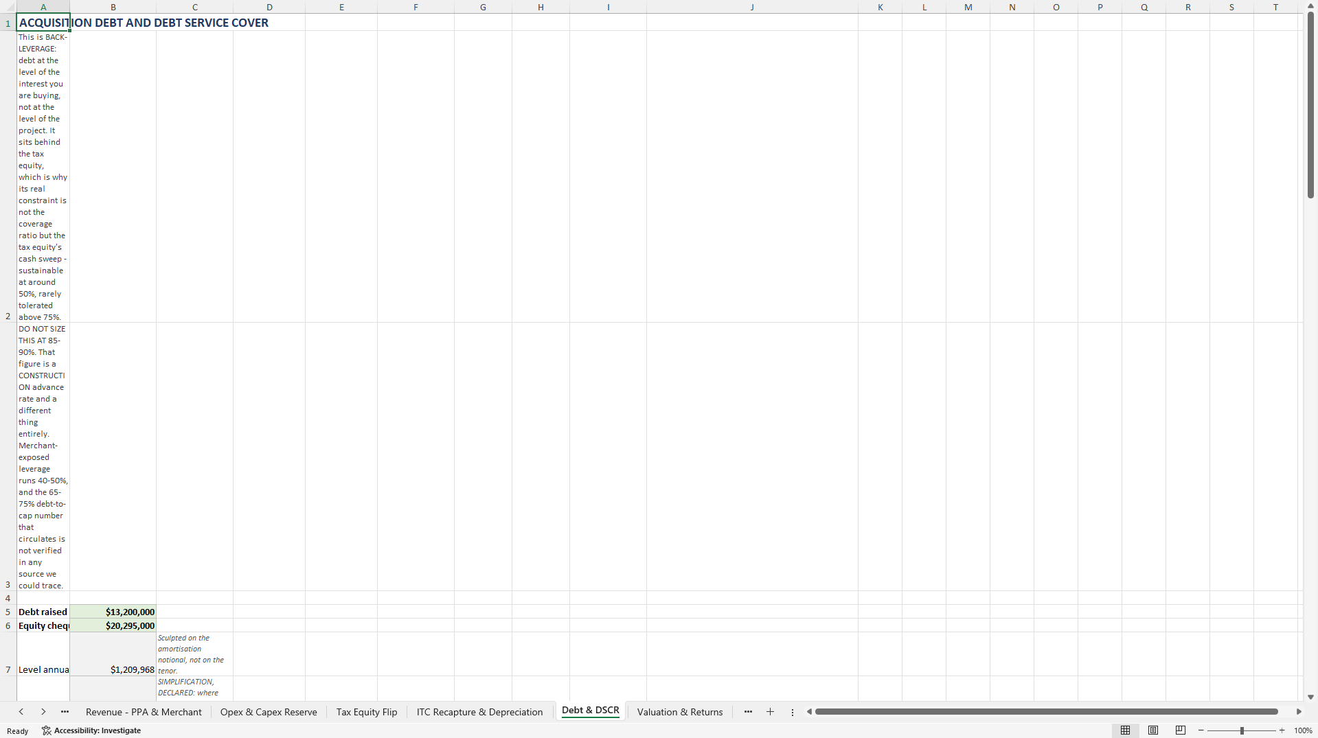 Operating Solar Asset Acquisition & Tax Equity Flip Model (Excel template (XLSX)) Preview Image
