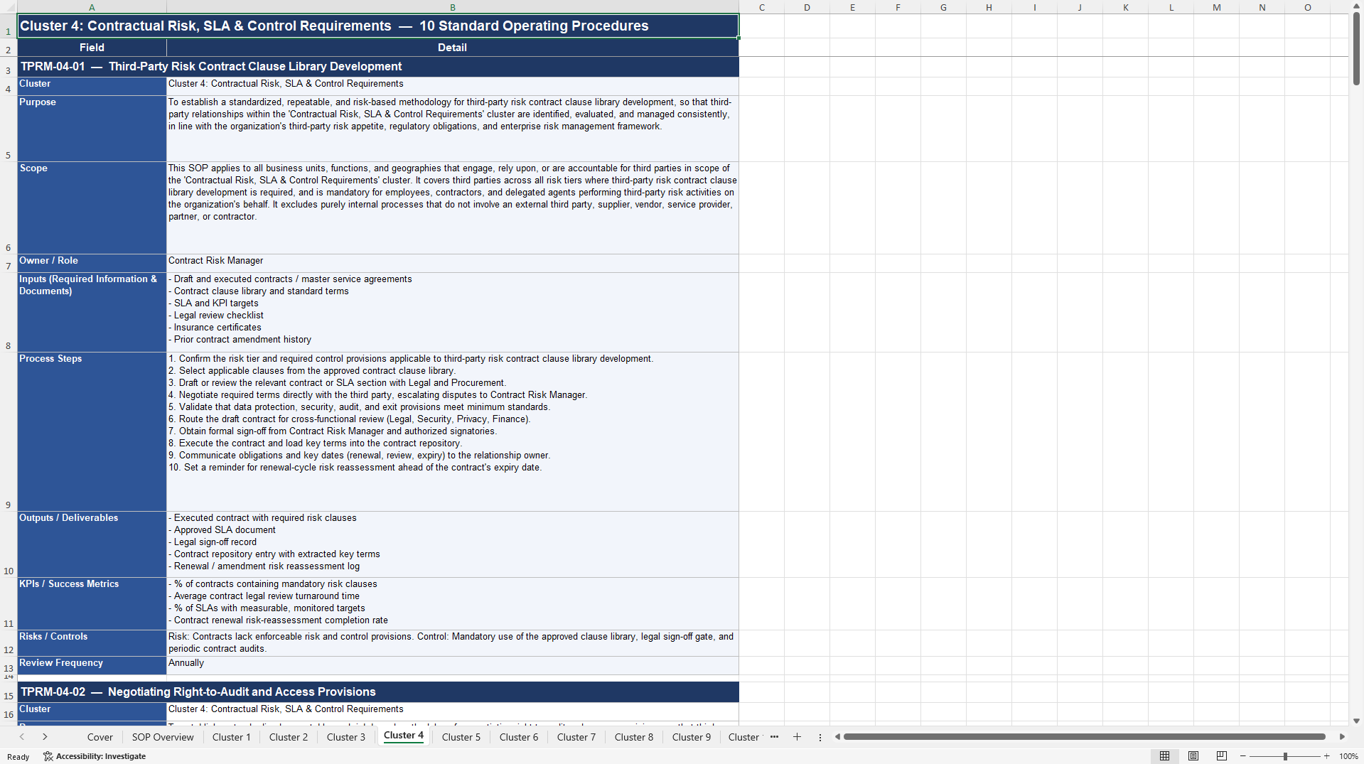 100+ Third-Party Risk Management SOPs (Excel template (XLSX)) Preview Image
