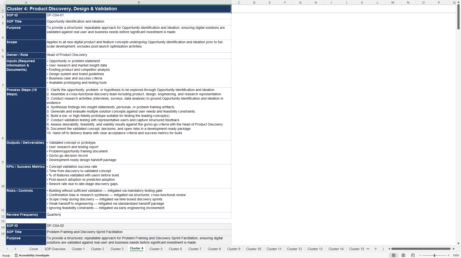 100+ Digital Factory SOPs (Excel template (XLSX)) Preview Image