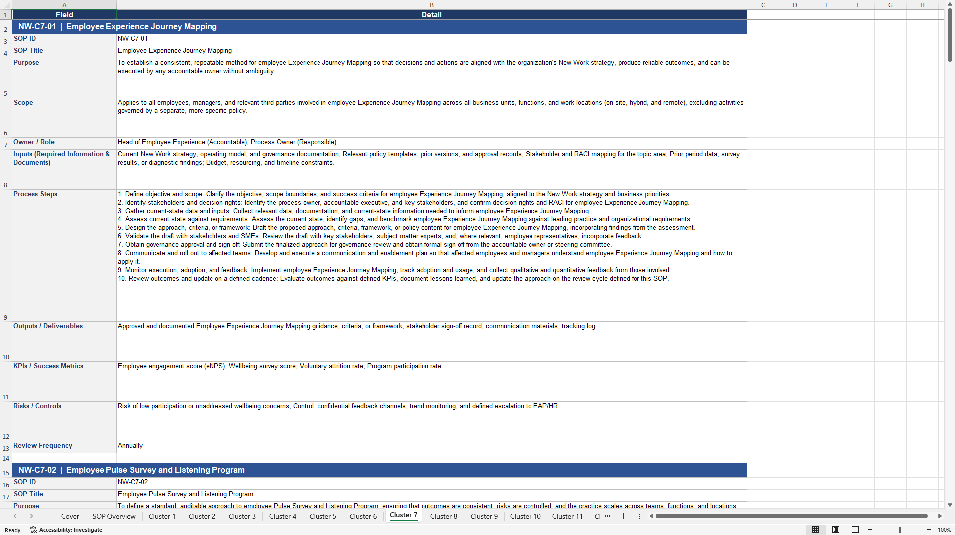 100+ New Work SOPs (Excel template (XLSX)) Preview Image
