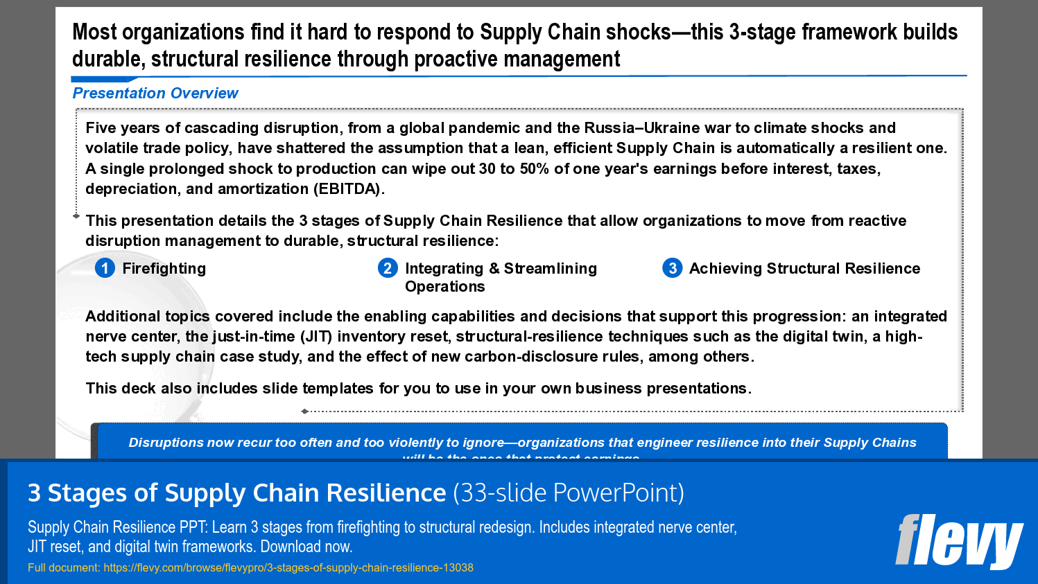 3 Stages of Supply Chain Resilience (33-slide PPT PowerPoint presentation template (PPTX)) Preview Image