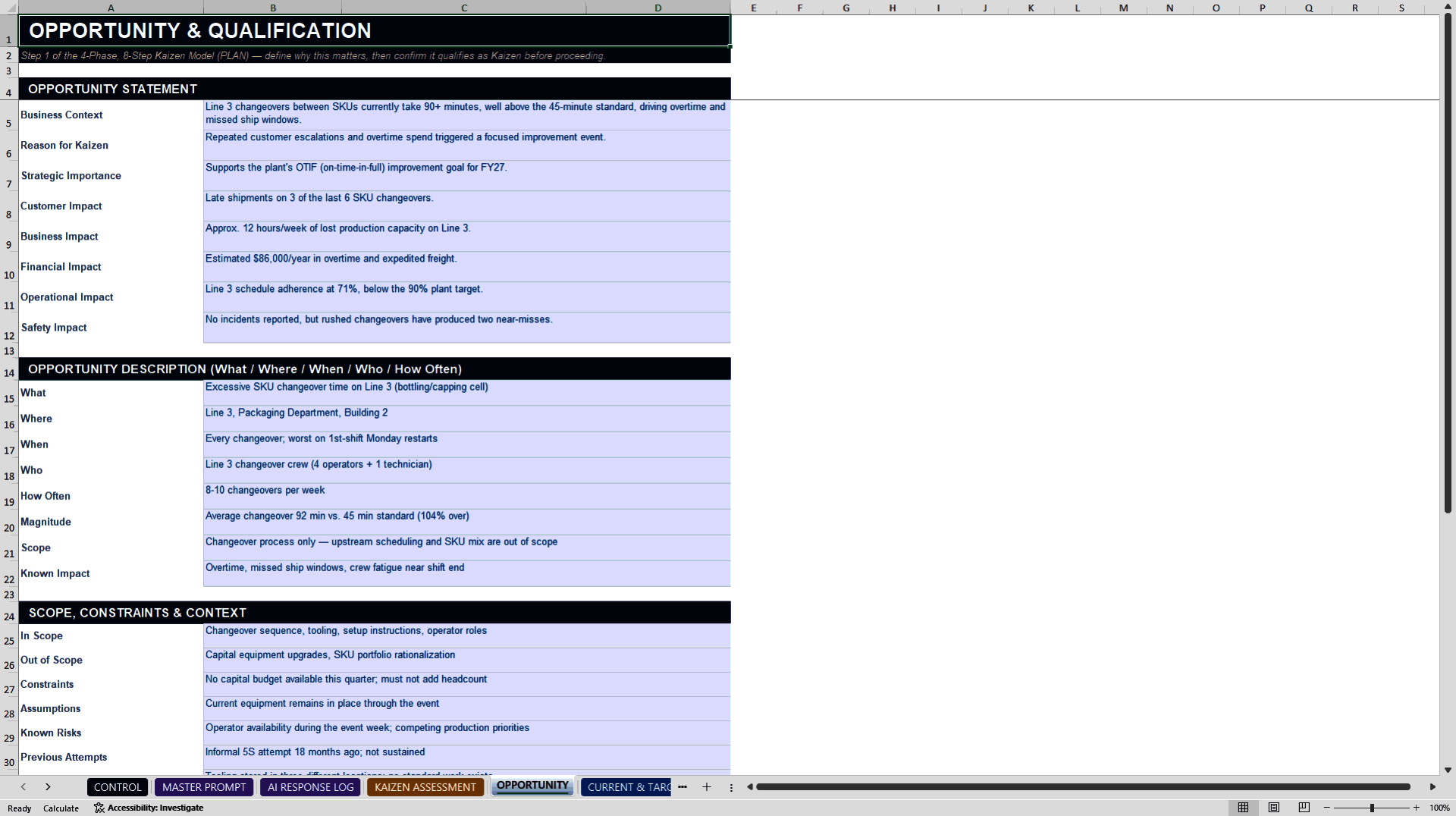 Kaizen AI Generation Engine (Excel template (XLSX)) Preview Image