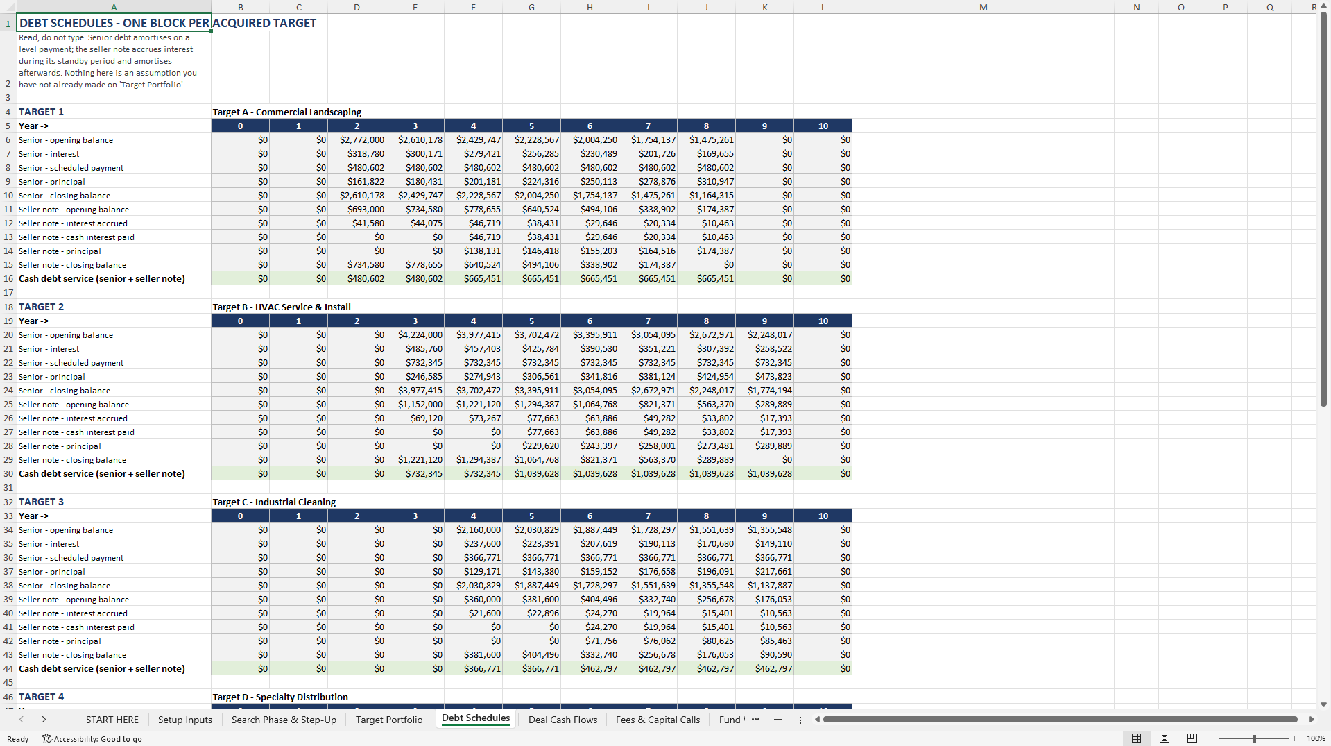 Search Fund & Holdco Model with LP/GP Waterfall (Excel template (XLSX)) Preview Image