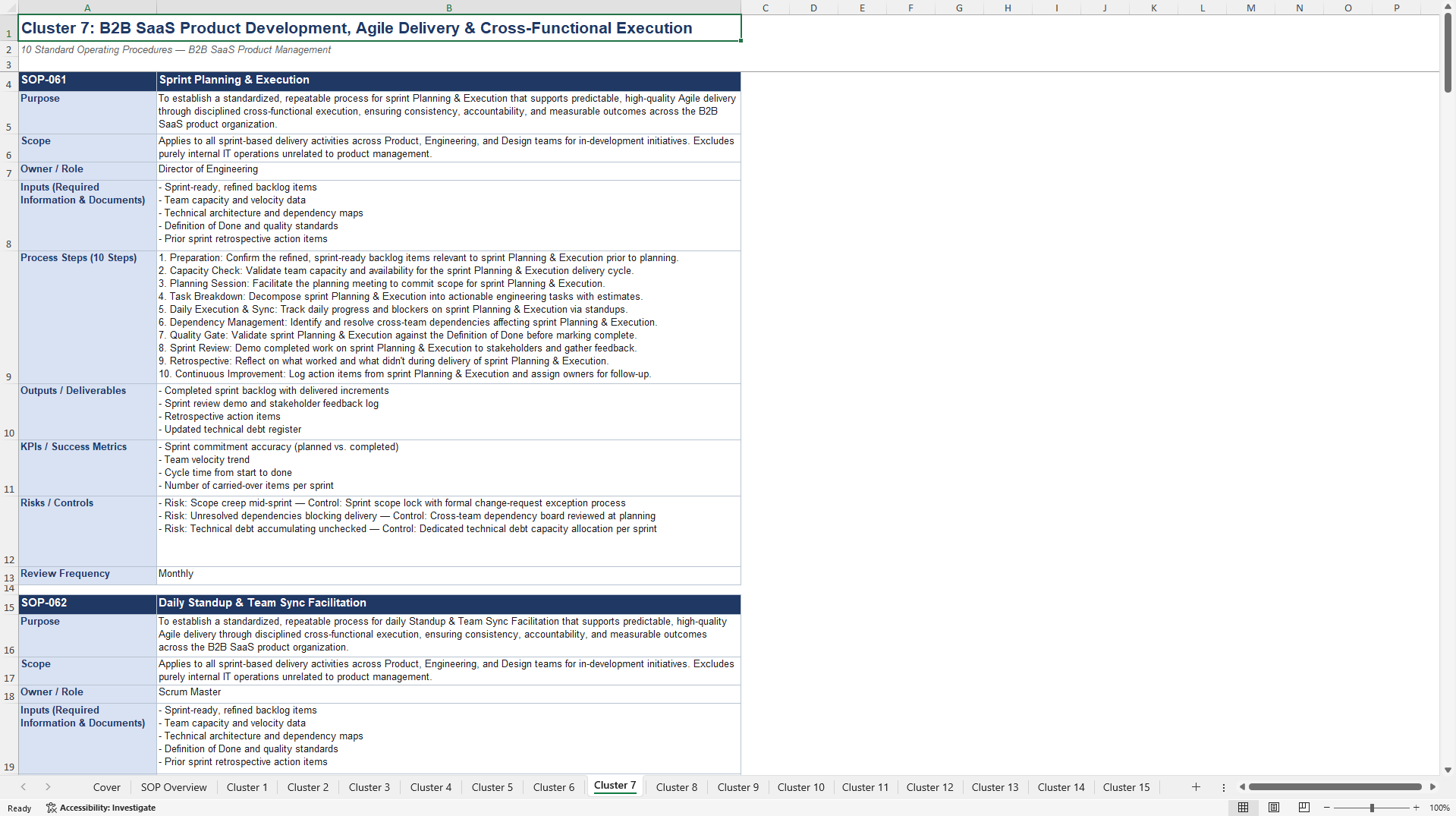 100+ B2B SaaS Management SOPs (Excel template (XLSX)) Preview Image