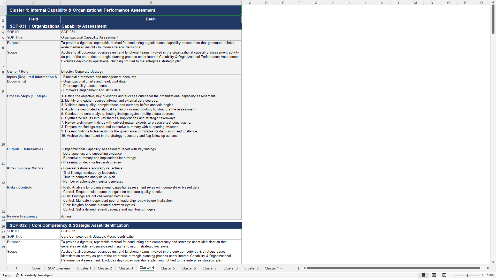 100+ Strategic Planning SOPs (Excel template (XLSX)) Preview Image