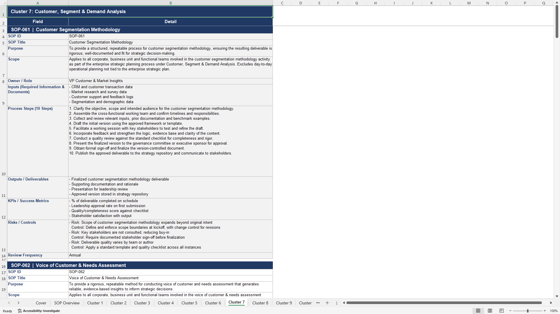 100+ Strategic Planning SOPs (Excel template (XLSX)) Preview Image